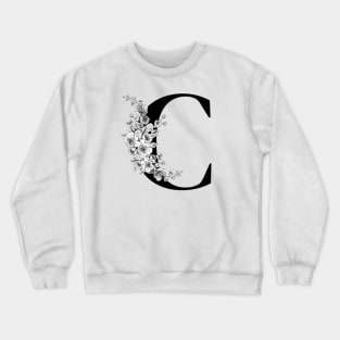 C alphabet Botanical cherry blossom sakura flowers Crewneck Sweatshirt